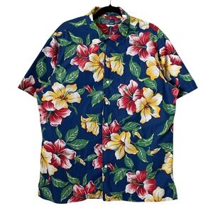 Vintage Polo Ralph Lauren Hawaiian Shirt Mens Large Floral Tropical Resortwear